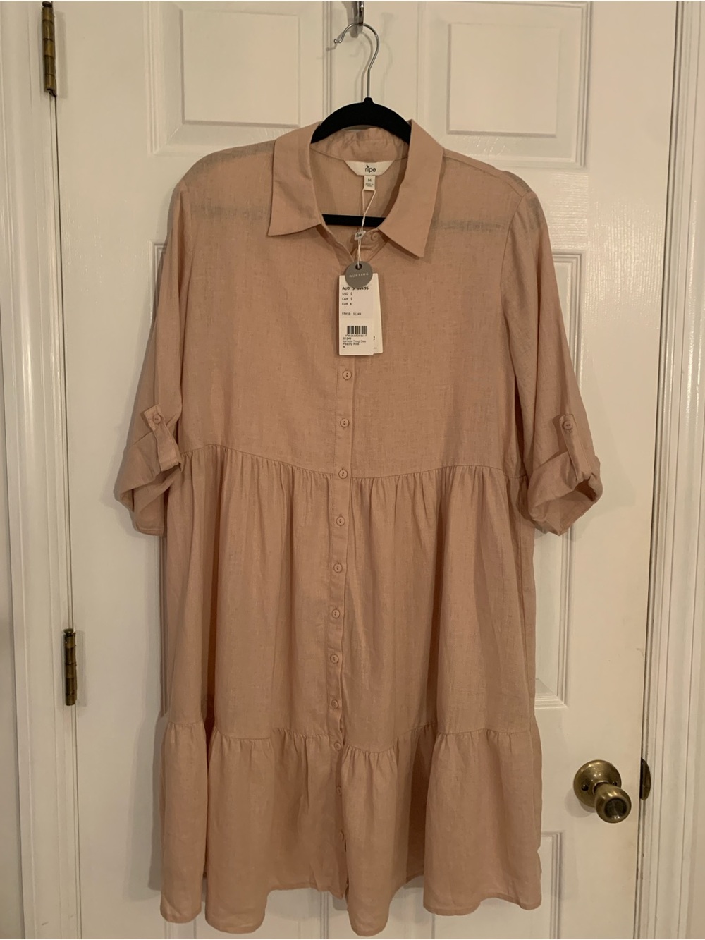 Ripe Maternity Adel Button-Through Dress – Peachy Pink – Size M NWT
